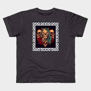 Skulls And Girl Geometrical Kids T-Shirt